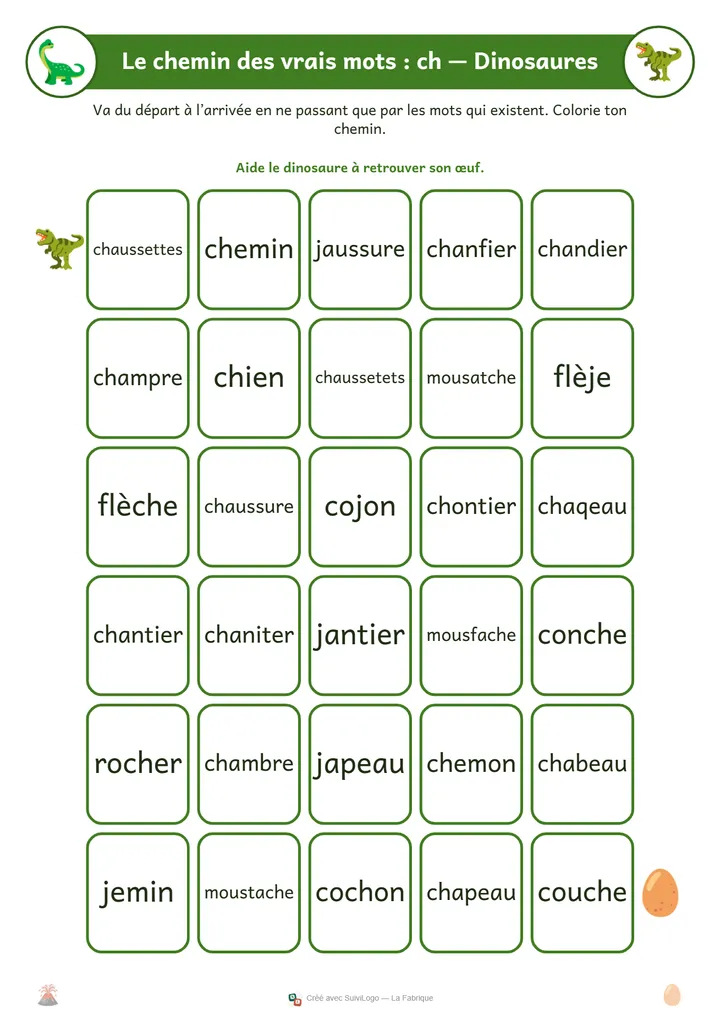 Une fiche de langage écrit